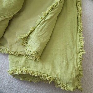 Urban Outfitters Duvet Cover ONLY Crinkle Gauze w Fringe King Green NWOT